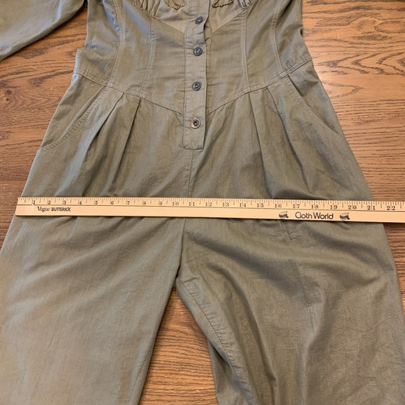 Vtg Jon Wesley Western Army Green Jumpsuit 1980s Women's Sz 8 Rockabilly - Picture 10 of 16